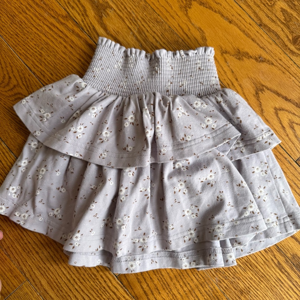 Jamie Kay Girls Floral Tiered Skirt in Light Gray